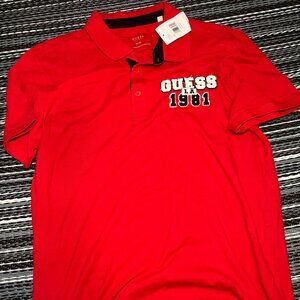 guess 1981 LA red polo shirt mens size medium